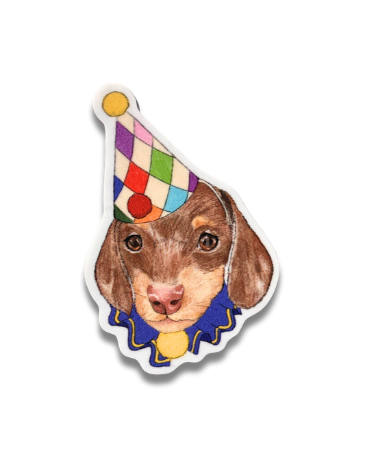 Clown Weiner Dog Sticker