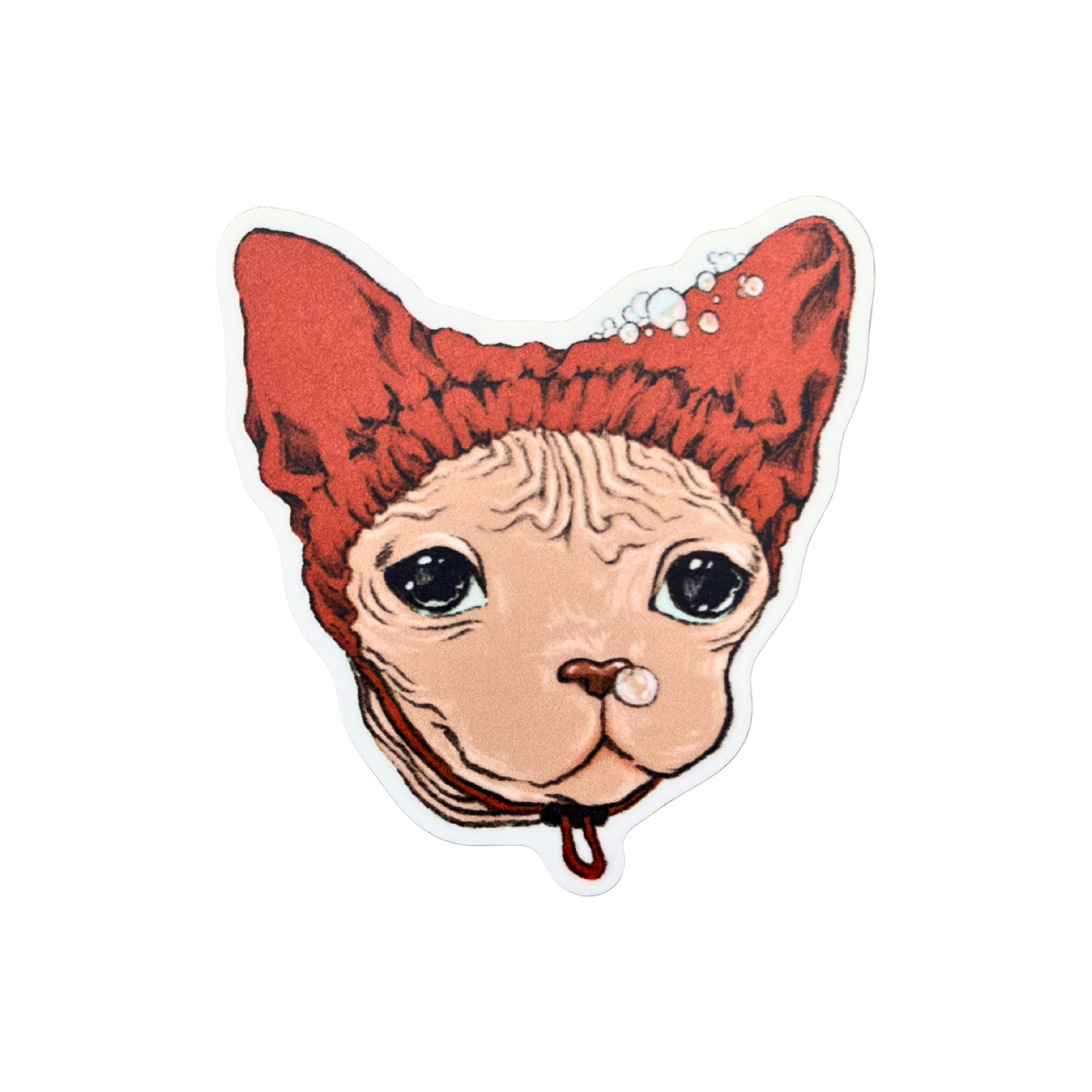 Shower Cap Hairless Cat Sticker