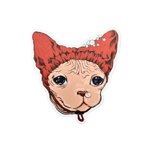 Shower Cap Hairless Cat Sticker