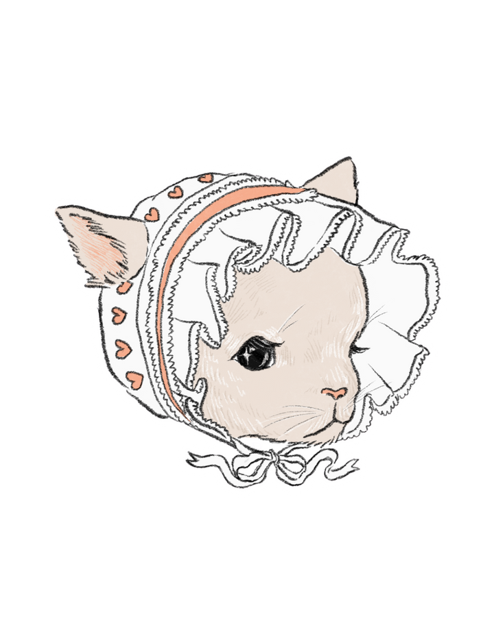 White Bonnet Cat Sticker