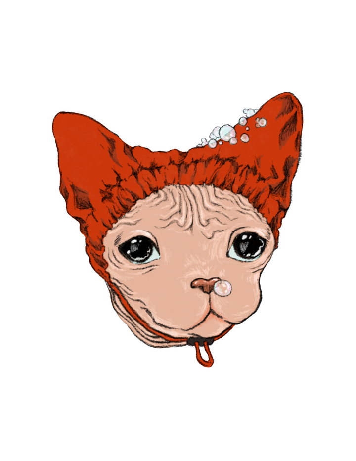 Shower Cap Hairless Cat Sticker