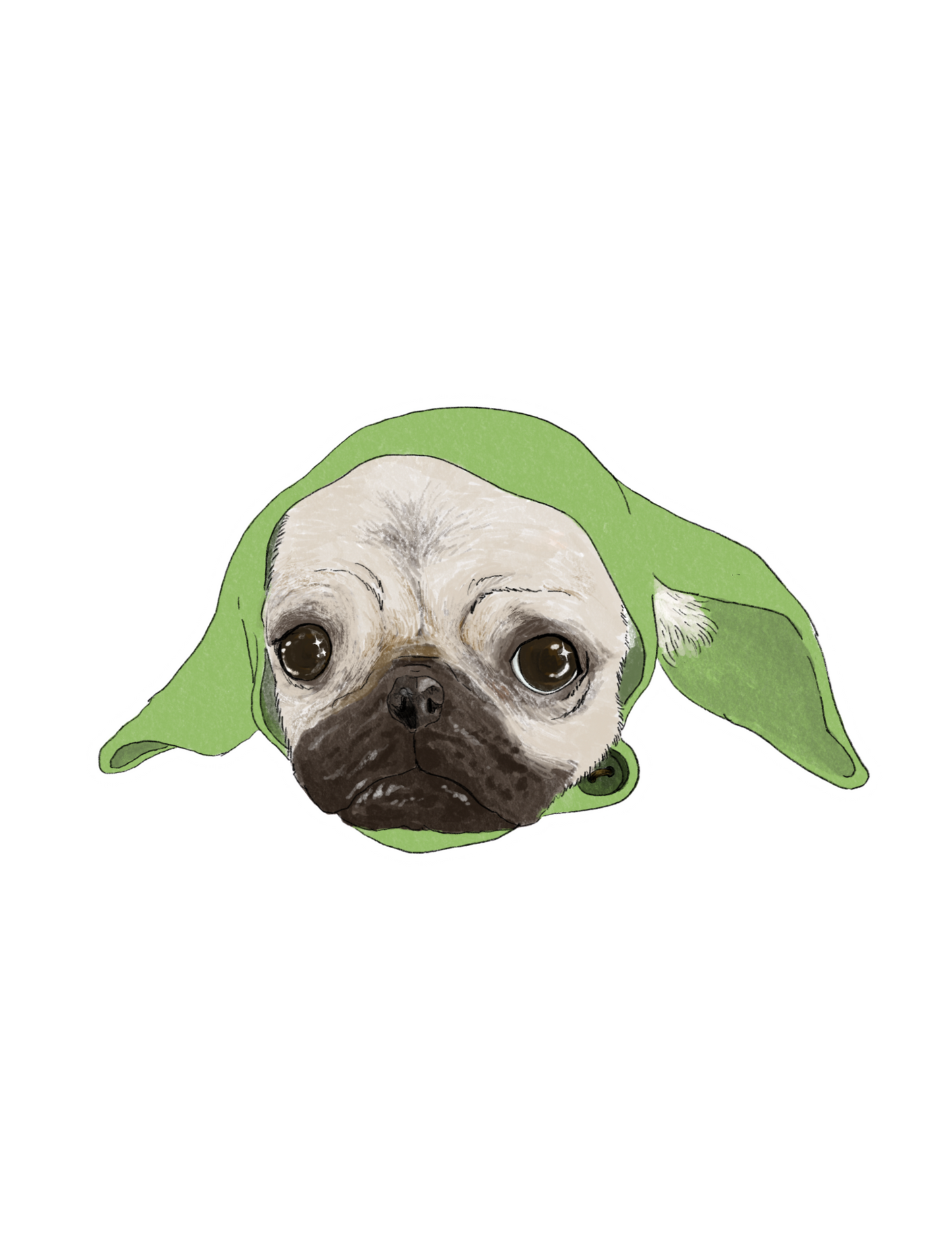 Baby Yoda Pug Sticker