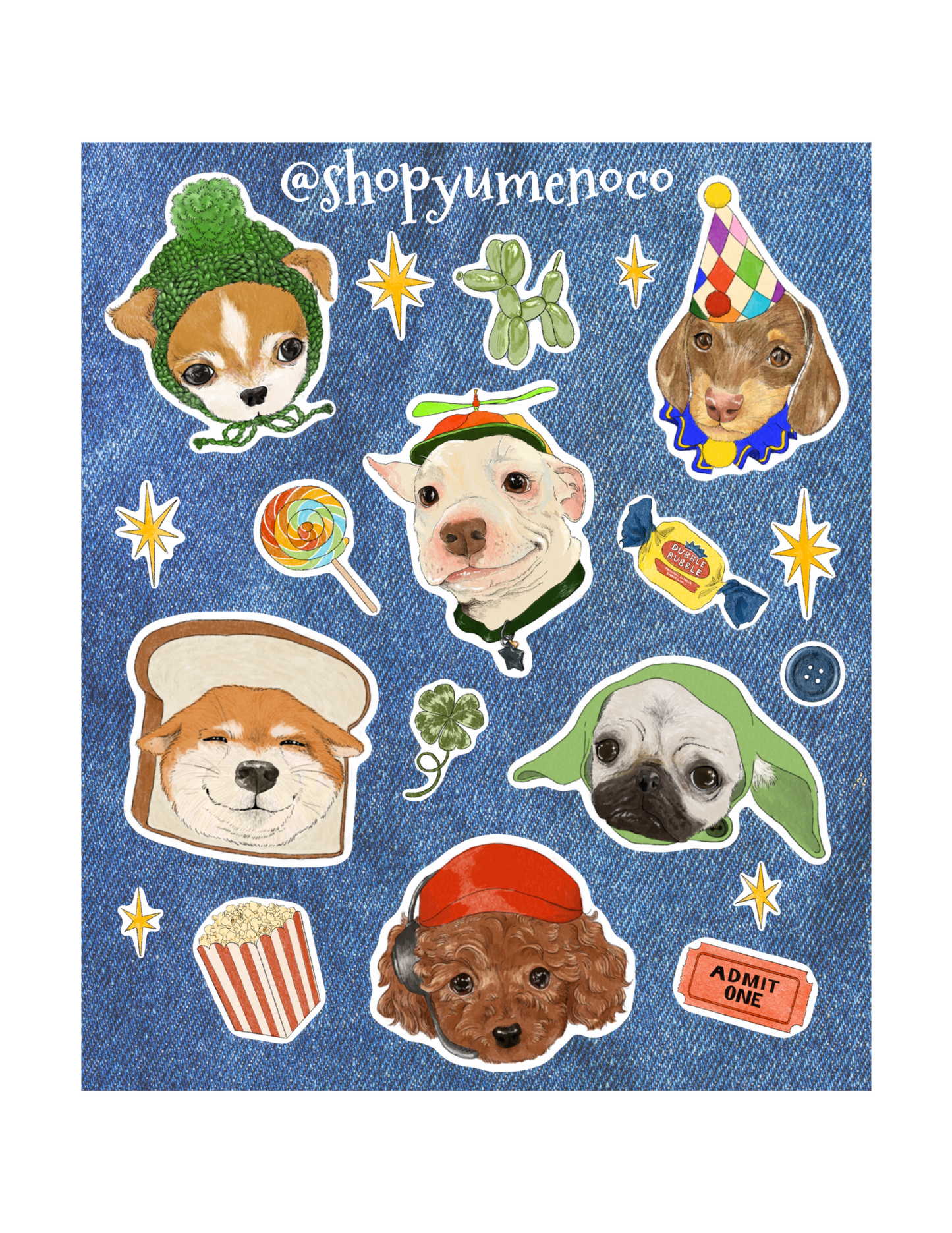 Dogs wearing Hats Sticker Sheet