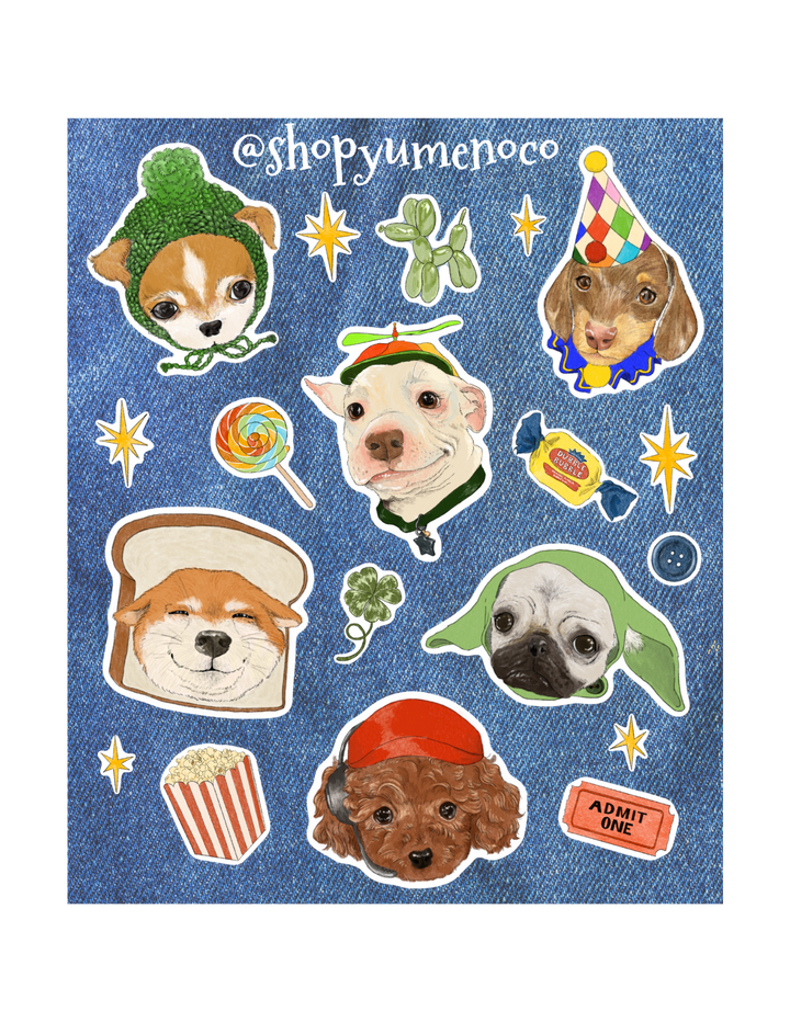 Dogs wearing Hats Sticker Sheet