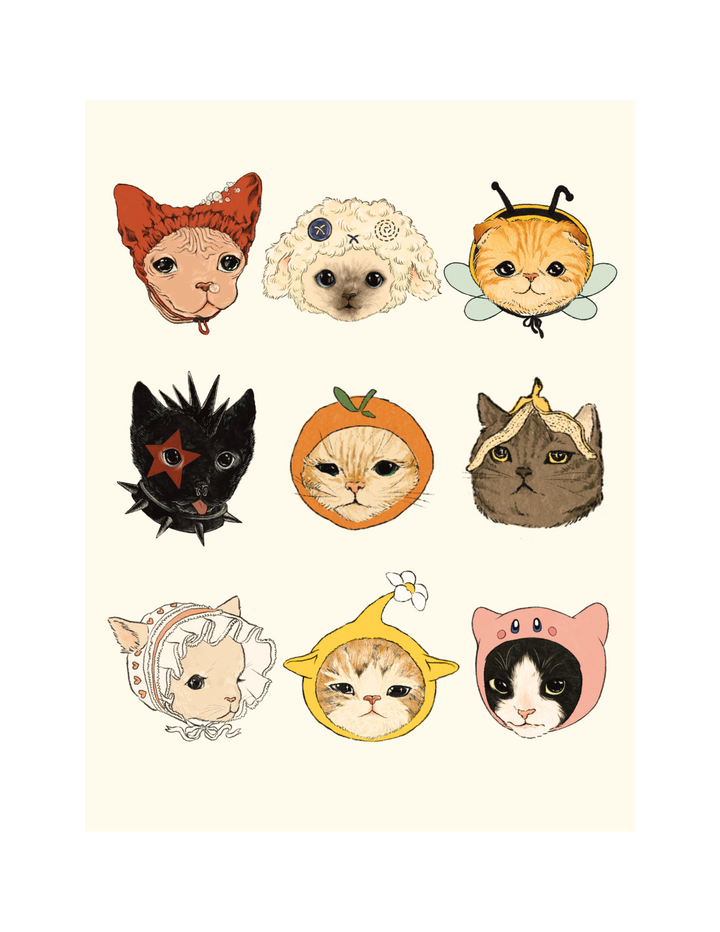 Cats Wearing Hats Print