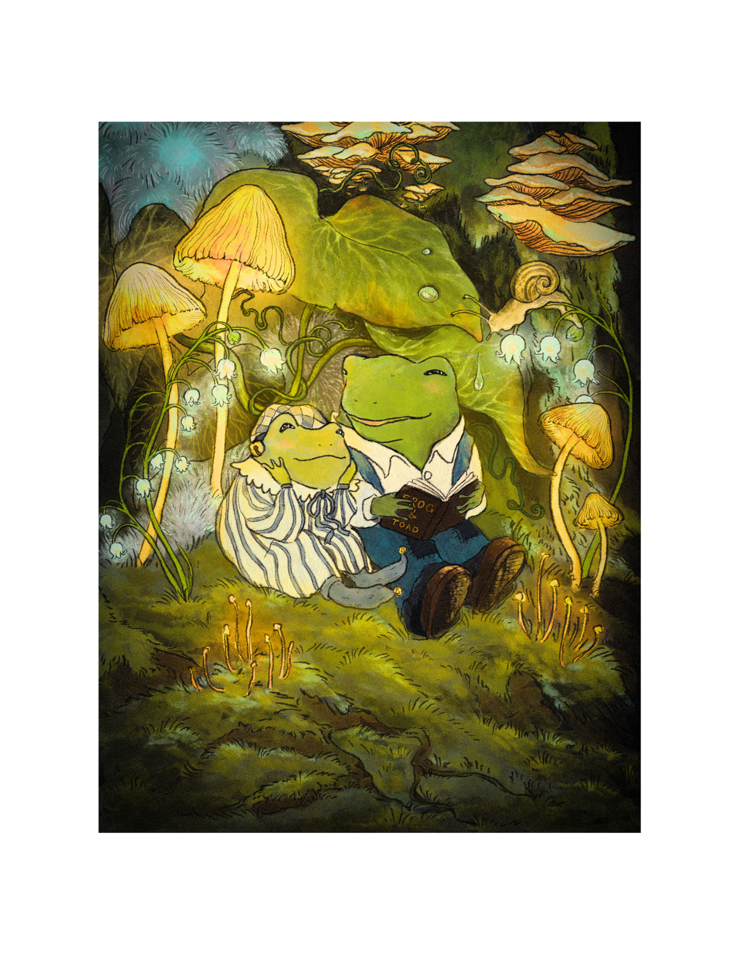 Frogs Reading a Bedtime Story Print