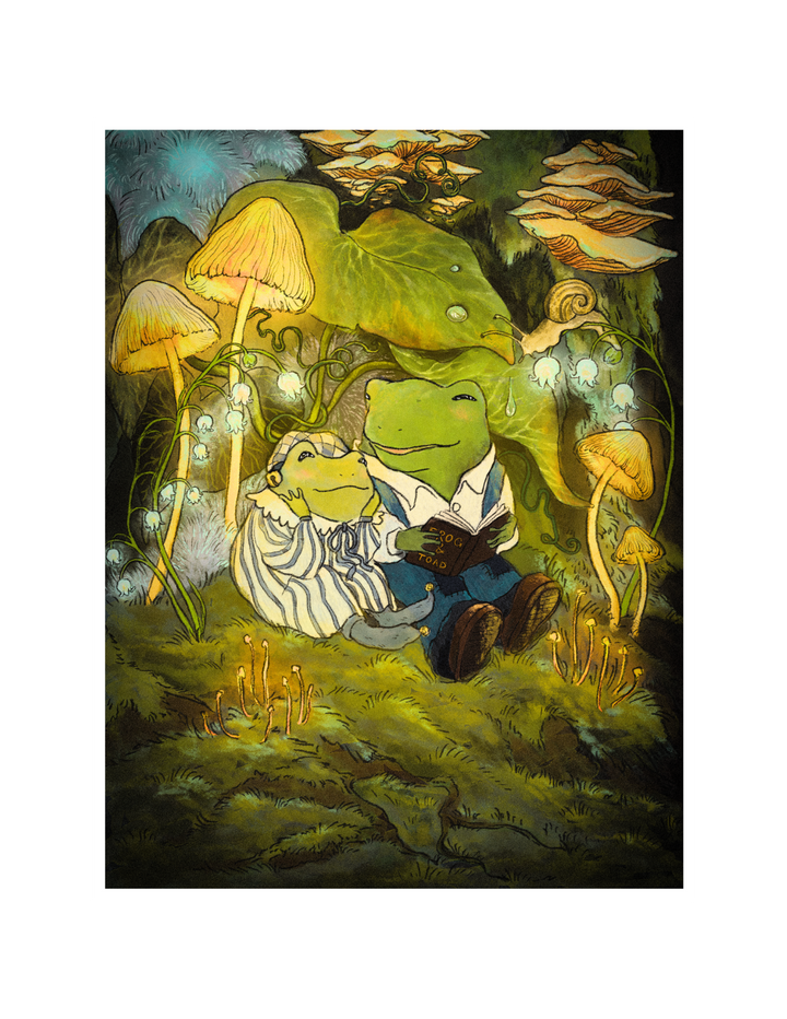Frogs Reading a Bedtime Story Print