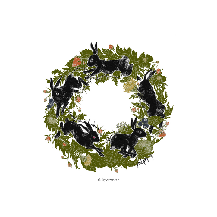 Bunny Wreath Print