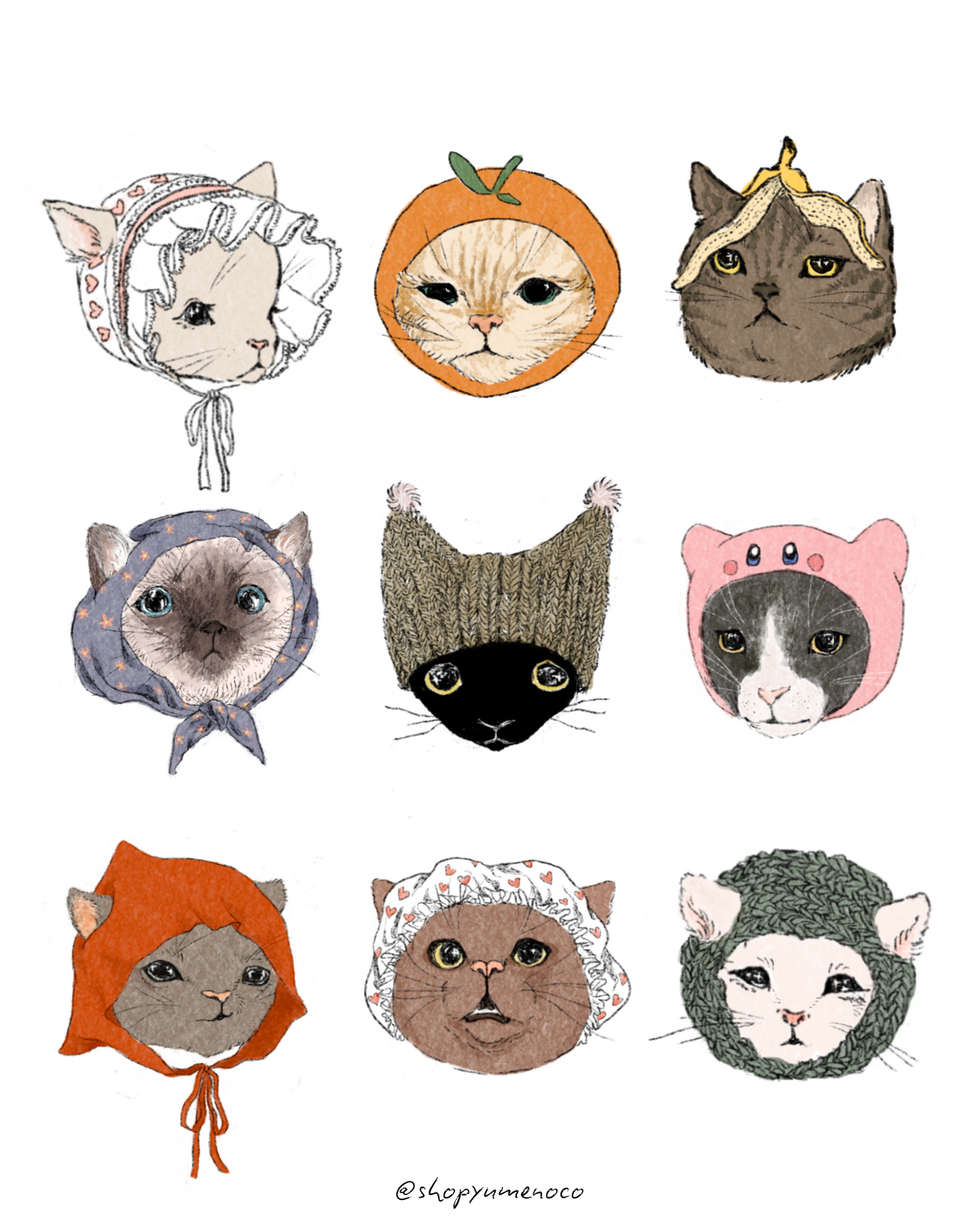 Cats Wearing Hats Print
