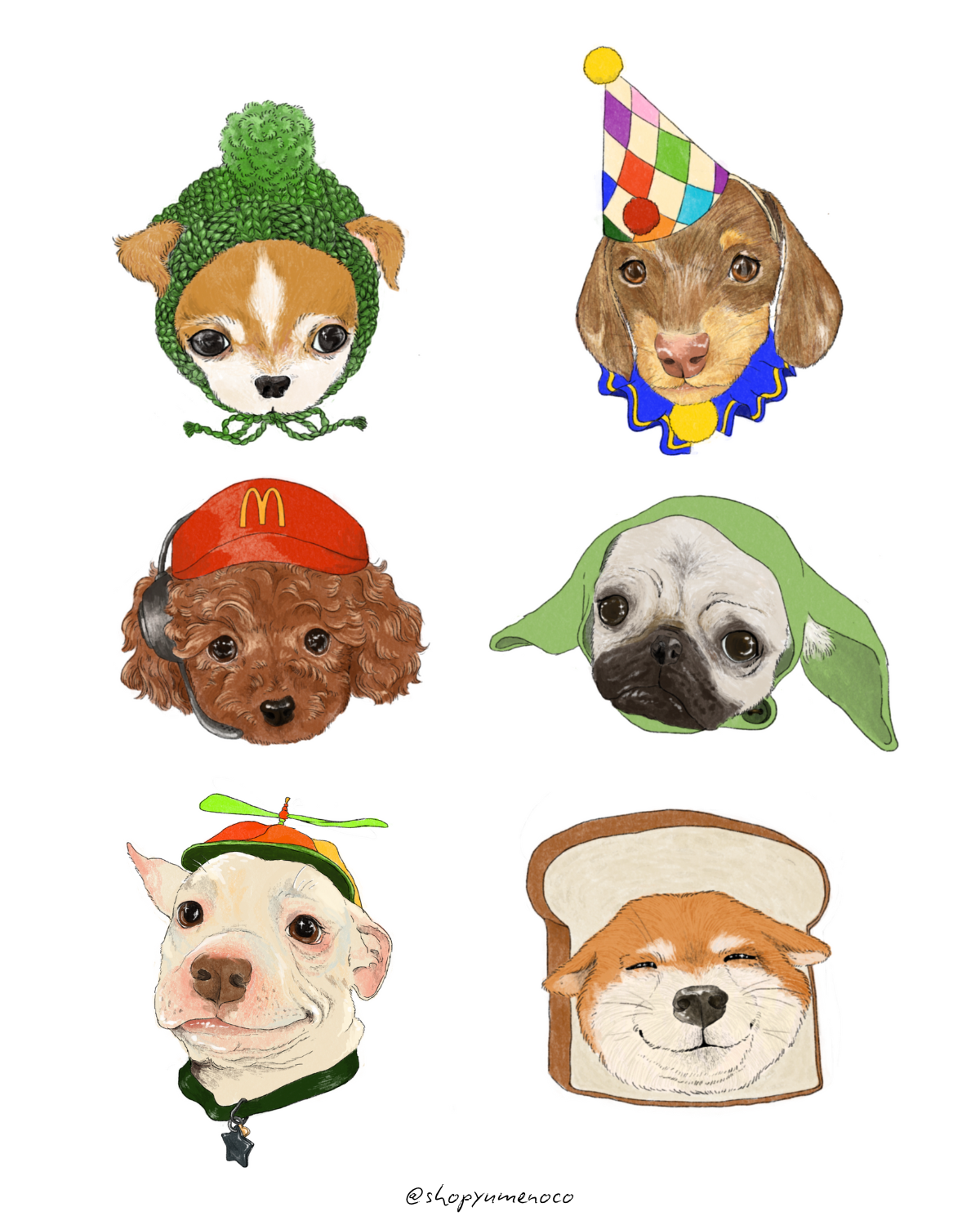 Dogs Wearing Hats Print