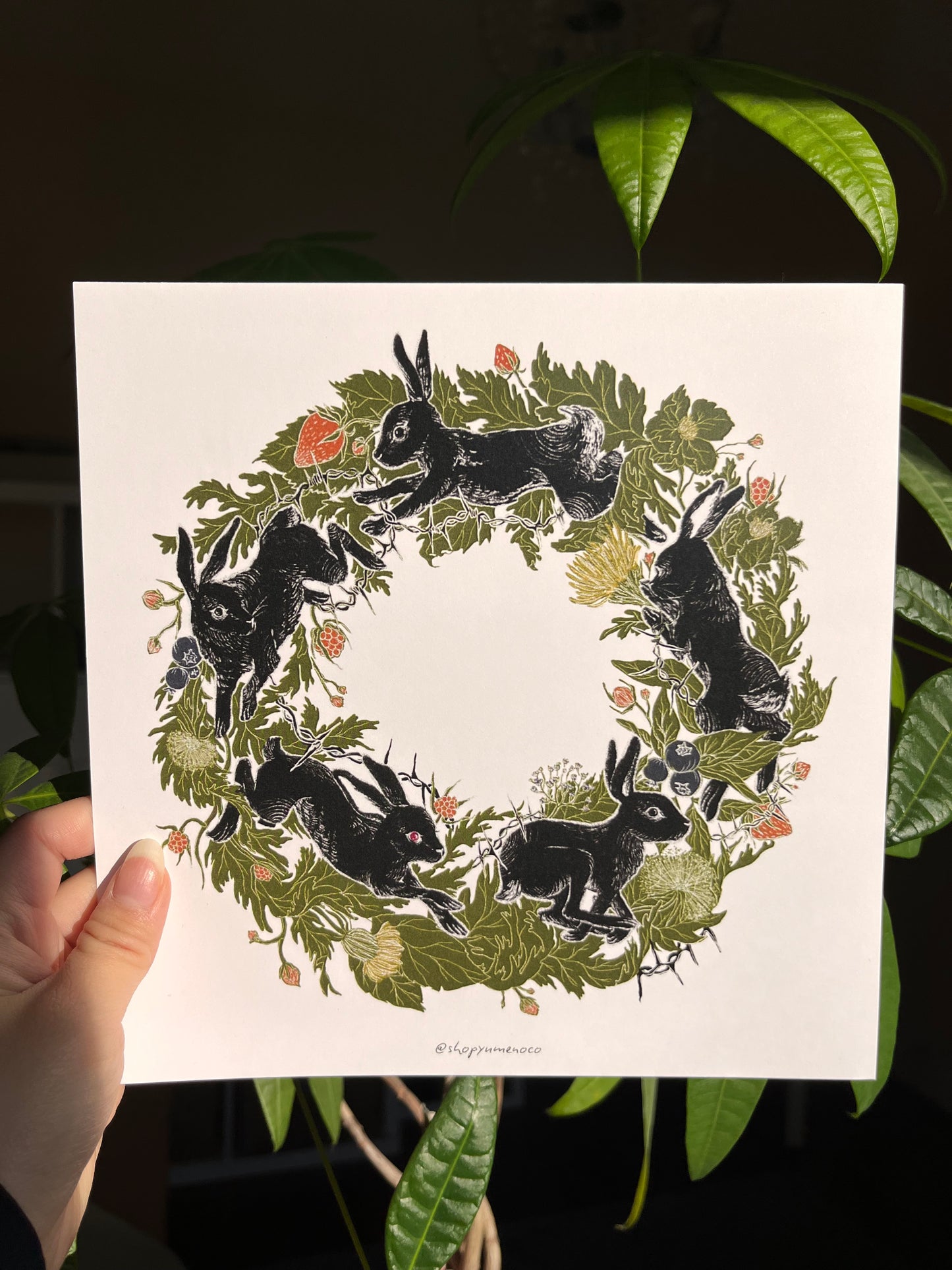 Bunny Wreath Print