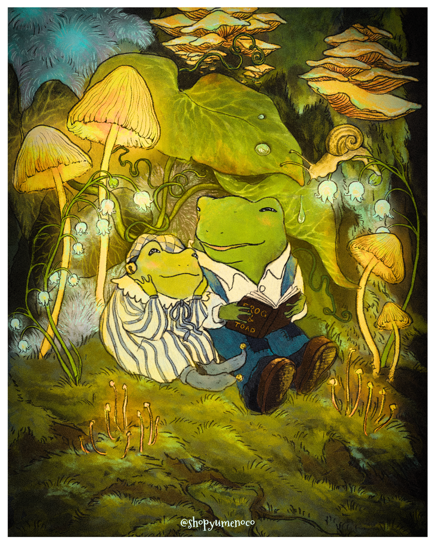 Frogs Reading a Bedtime Story Print